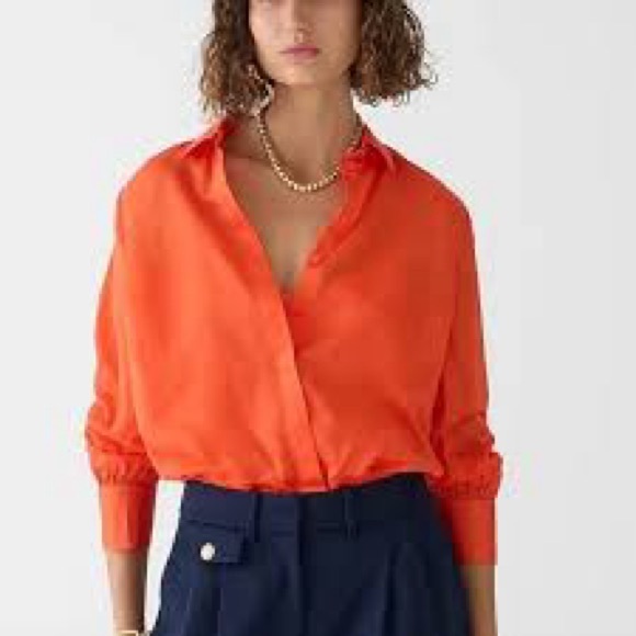 Liz Claiborne Tops - Liz Claiborne’s Tangerine Single Pocket Shirt